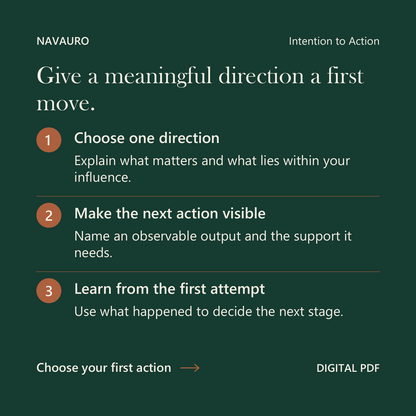 NAVAURO Intention to Action: Give a meaningful direction a first move. Digital PDF.