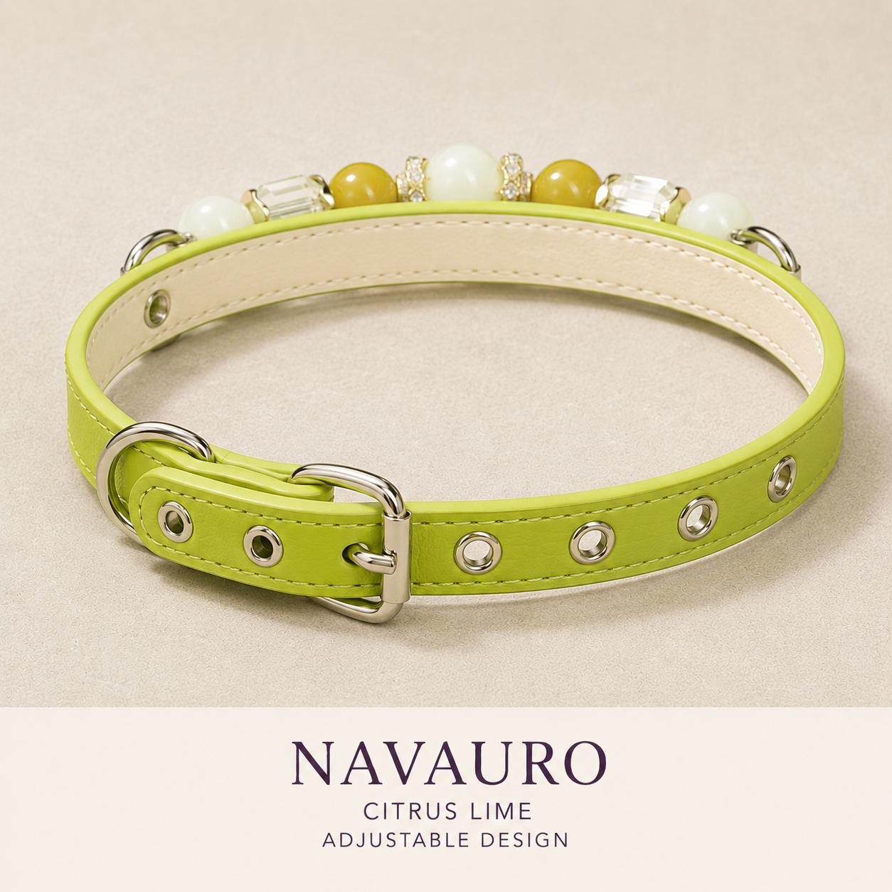 NAVAURO Jade Beaded Dog Collar, Lime Adjustable Crystal Pet Collar — Etsy listing image 6