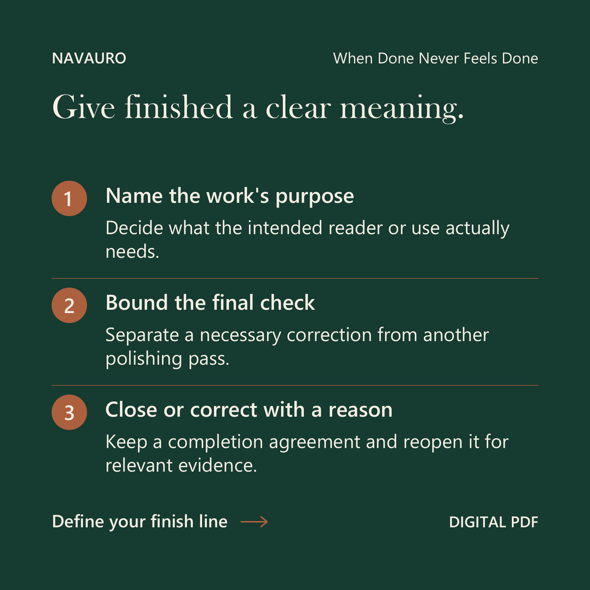 NAVAURO When Done Never Feels Done: Give finished a clear meaning. Digital PDF.