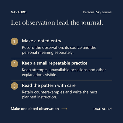NAVAURO Personal Sky Journal: Let observation lead the journal. Digital PDF.