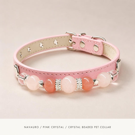 NAVAURO Pink Crystal Beaded Dog Collar, Adjustable Pet Collar — Etsy listing image 1
