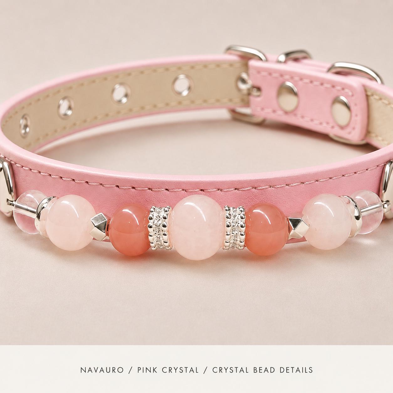 NAVAURO Pink Crystal Beaded Dog Collar, Adjustable Pet Collar — Etsy listing image 3