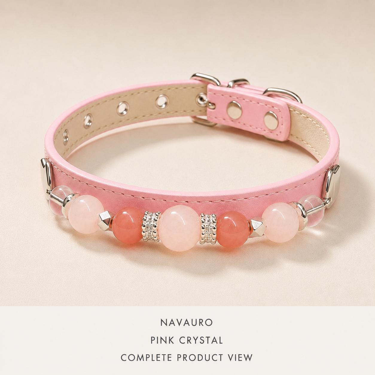 NAVAURO Pink Crystal Beaded Dog Collar, Adjustable Pet Collar — Etsy listing image 10