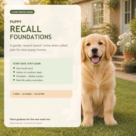 NAVAURO Puppy Recall Training Guide, 14 Day Come When Called Plan, Printable Fillable PDF — Etsy listing cover