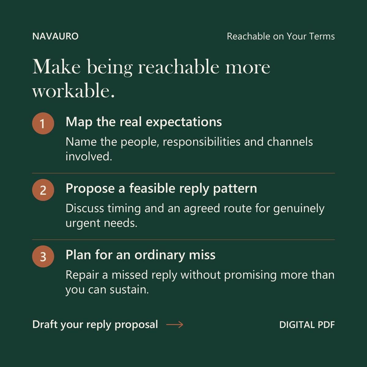 NAVAURO Reachable on Your Terms: Make being reachable more workable. Digital PDF.
