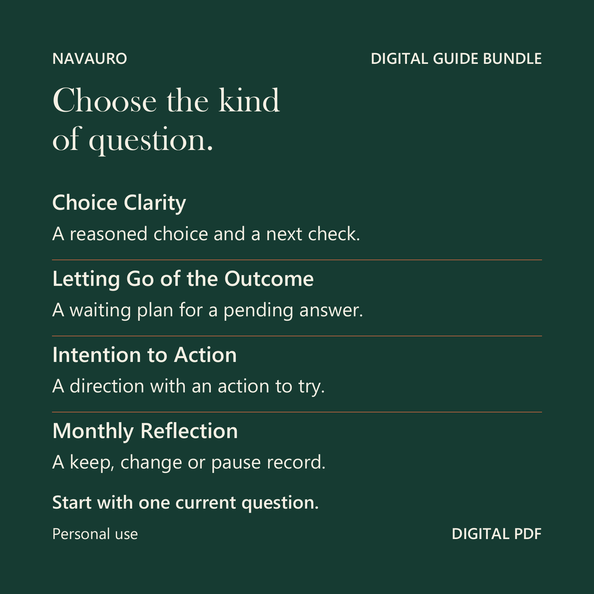 NAVAURO Self-Reflection Bundle - Choose the kind of question.. Start with one current question.