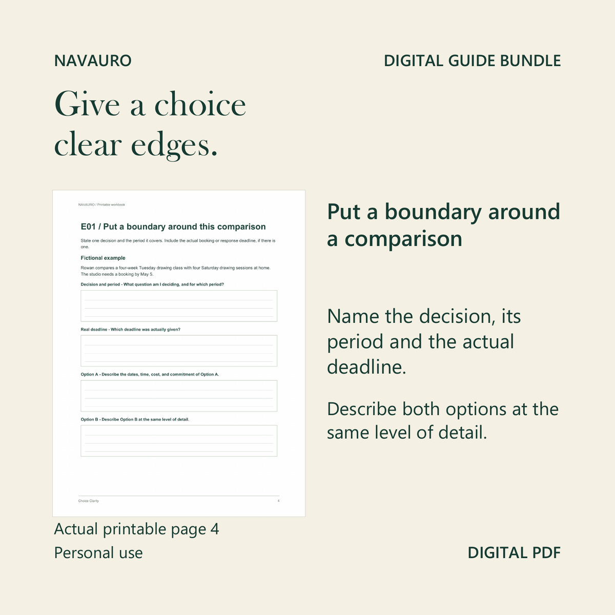 NAVAURO Self-Reflection Bundle - Give a choice clear edges.. Start with one current question.