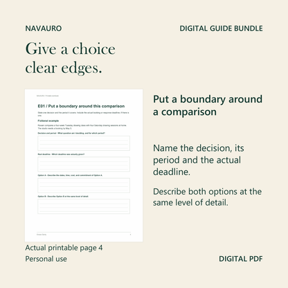 NAVAURO Self-Reflection Bundle - Give a choice clear edges.. Start with one current question.