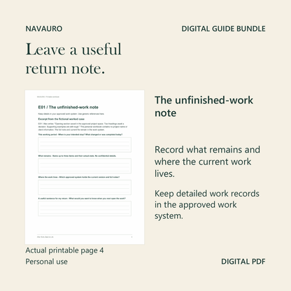 NAVAURO Back to Your Life - Leave a useful return note.. Choose one guide for the moment.